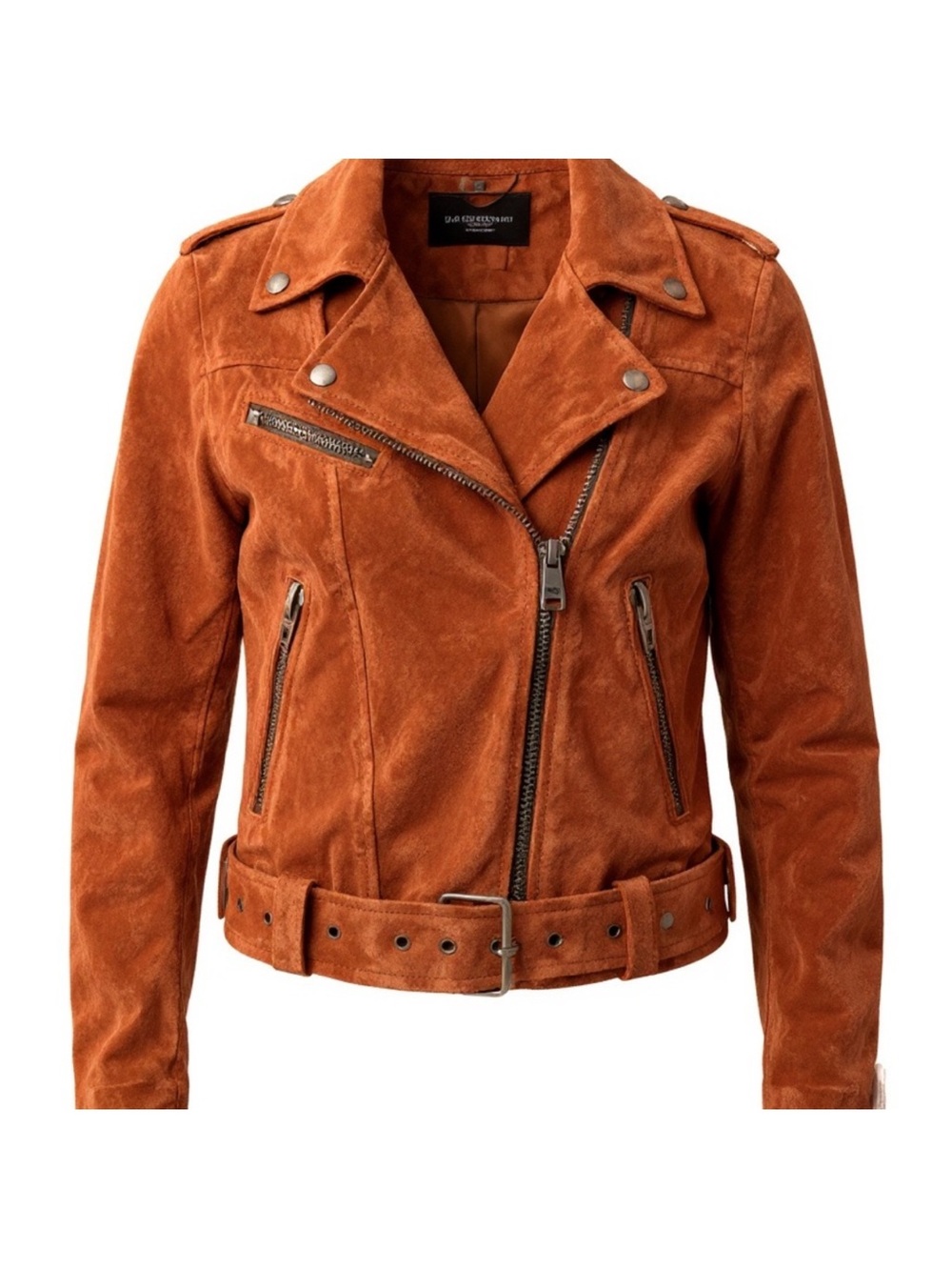 BLANK NYC GENUINE SUEDE MOTO JACKET RUST BROWN L